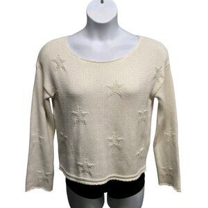 Rails Womens Small Kelani White Stars Cotton Scoop Neck Pullover Sweater Casual